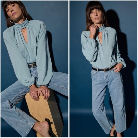 Nation LTD Tops - Nation Los Angeles Rosalie Blouse Top Small in Sea Moss